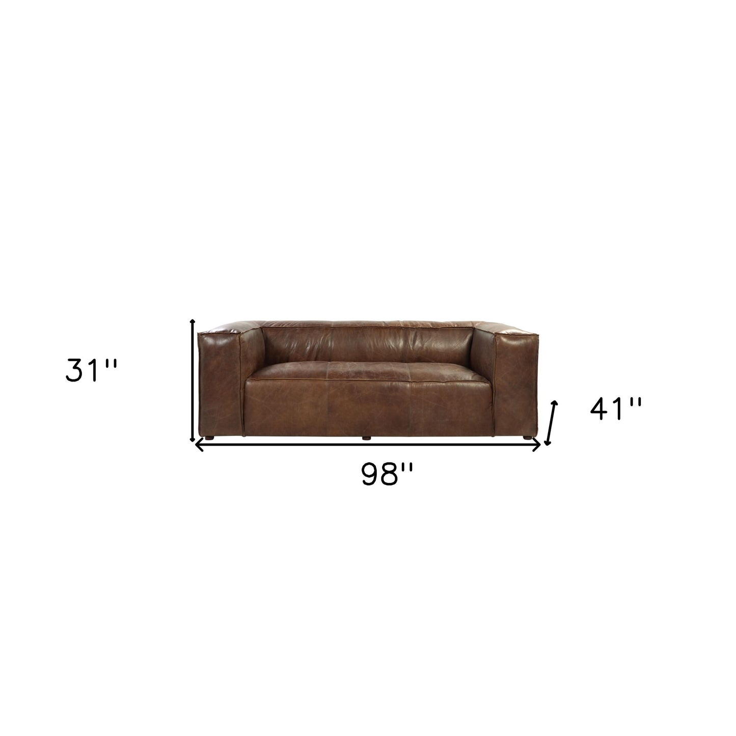 Brown Top Grain Leather Sofa With Black Legs