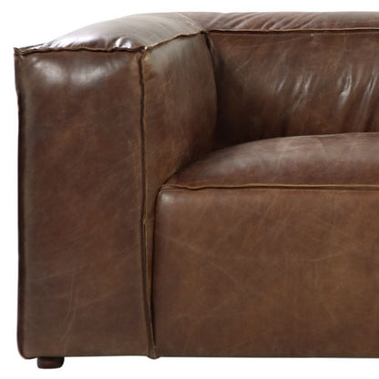 Brown Top Grain Leather Sofa With Black Legs