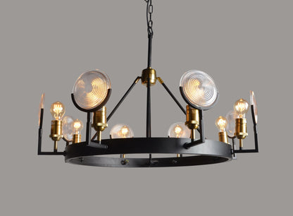 Black & Gold Unique Statement 8 Light Chandelier w/ Clear Shades