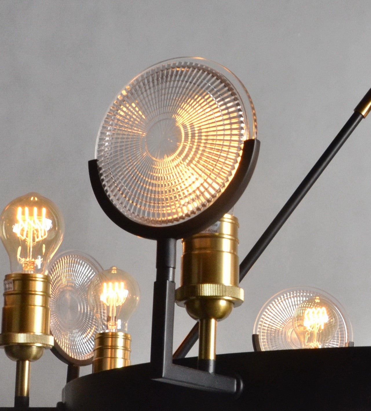 Black & Gold Unique Statement 8 Light Chandelier w/ Clear Shades