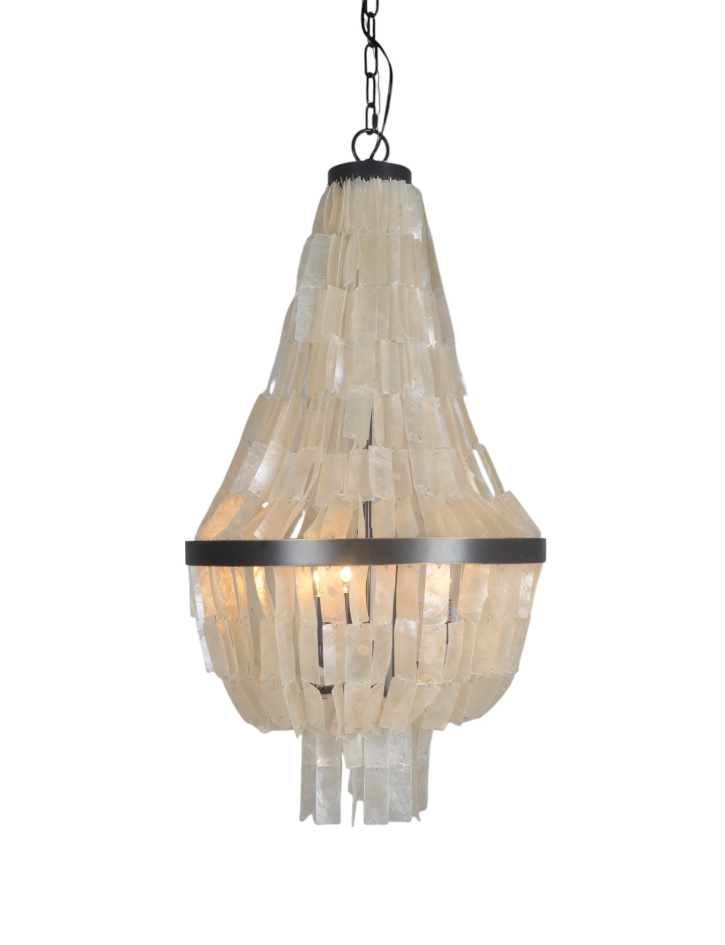 Bronze Unique Statement 3 Light Chandelier w/ White Shades