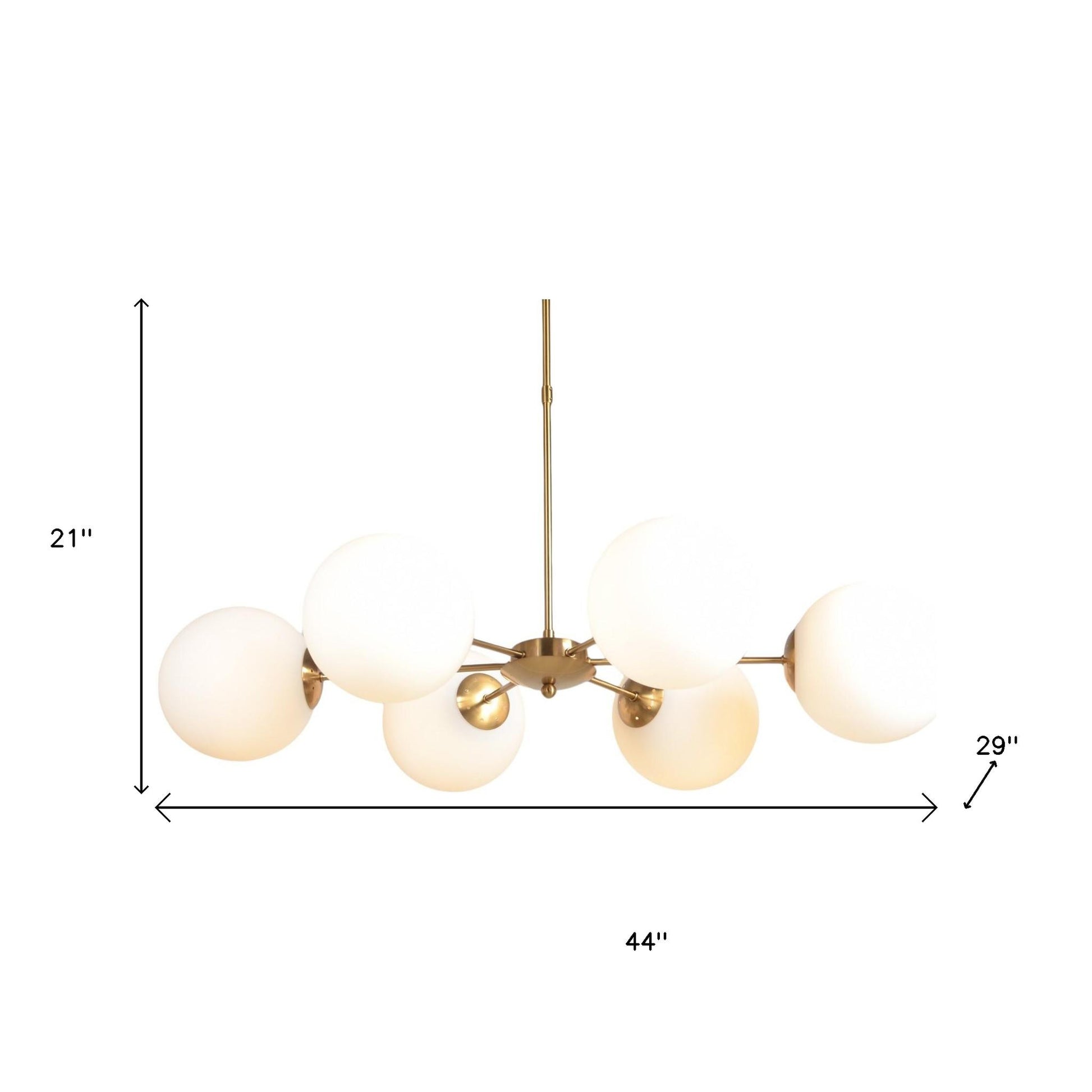 Brass Sputnik 6 Light Chandelier w/ White Shades