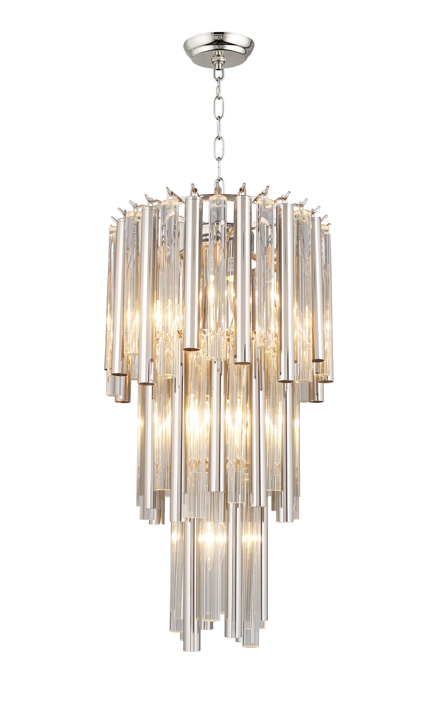 Silver Unique Statement 7 Light Crystal Glass Chandelier w/ Clear Shades