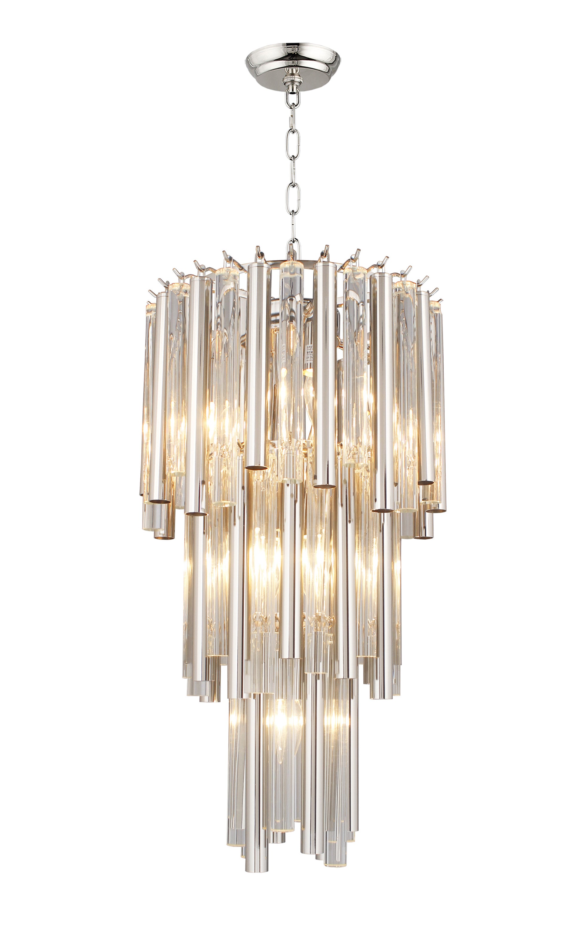 Silver Unique Statement 7 Light Crystal Glass Chandelier w/ Clear Shades