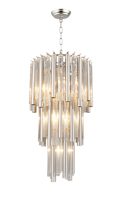 Silver Unique Statement 7 Light Crystal Glass Chandelier w/ Clear Shades