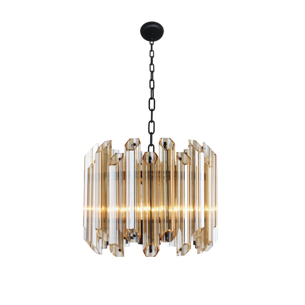 Amber Unique Statement 5 Light Beveled Glass Chandelier w/ Shades