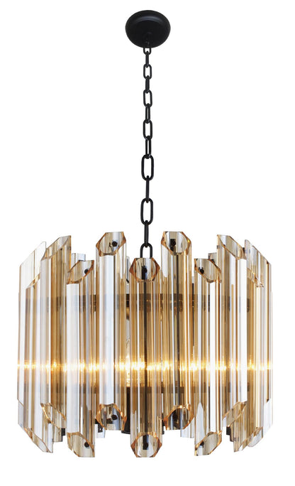 Amber Unique Statement 5 Light Beveled Glass Chandelier w/ Shades