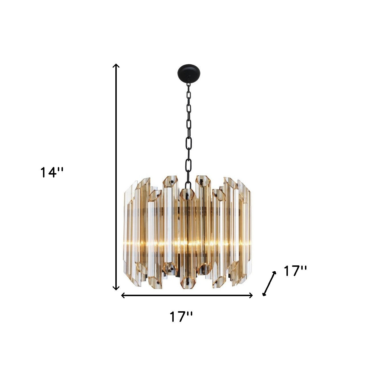 Amber Unique Statement 5 Light Beveled Glass Chandelier w/ Shades