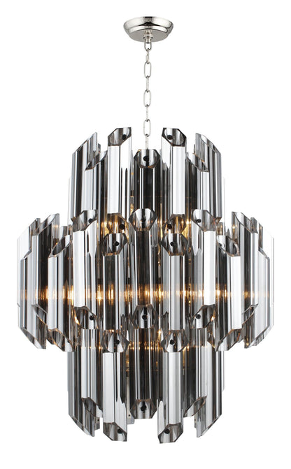 Silver Unique Statement 9 Light Beveled Glass Chandelier w/ Shades