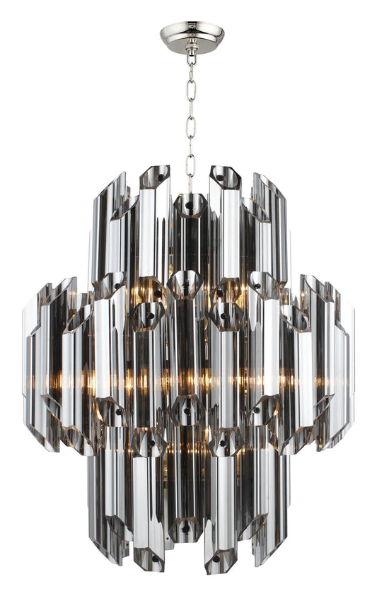 Silver Unique Statement 9 Light Beveled Glass Chandelier w/ Shades