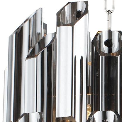 Silver Unique Statement 9 Light Beveled Glass Chandelier w/ Shades