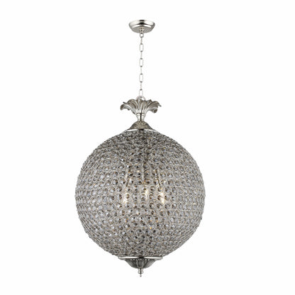 Silver Unique Statement 3 Light Crystal Glass Chandelier w/ Clear Shades