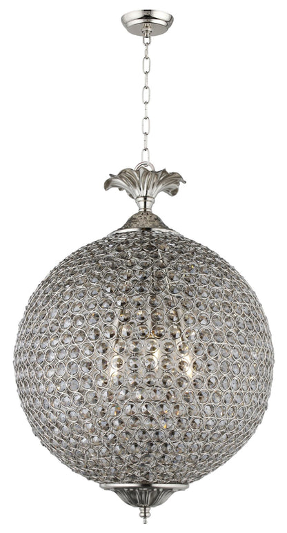 Hendrix Silver Unique Statement 3 Light Crystal Glass Chandelier w/ Clear Shades