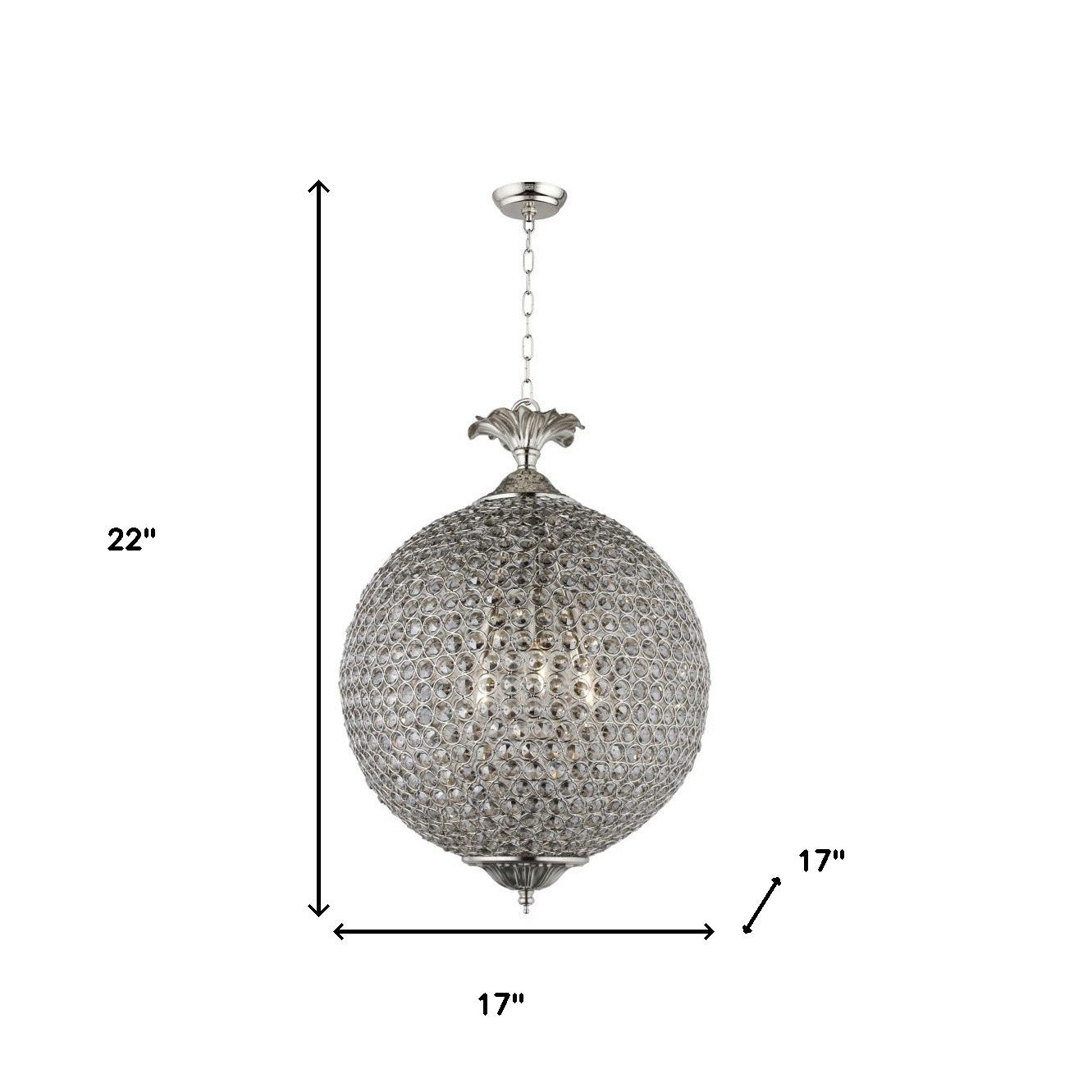 Silver Unique Statement 3 Light Crystal Glass Chandelier w/ Clear Shades
