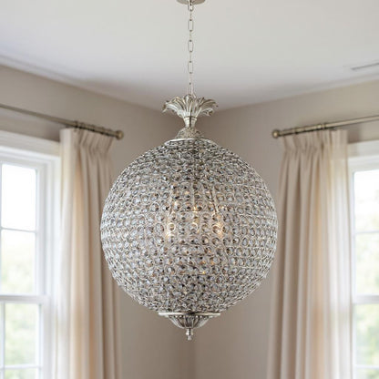 Silver Unique Statement 3 Light Crystal Glass Chandelier w/ Clear Shades