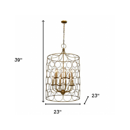 Gold Candle Style 12 Light Chandelier w/ Shades