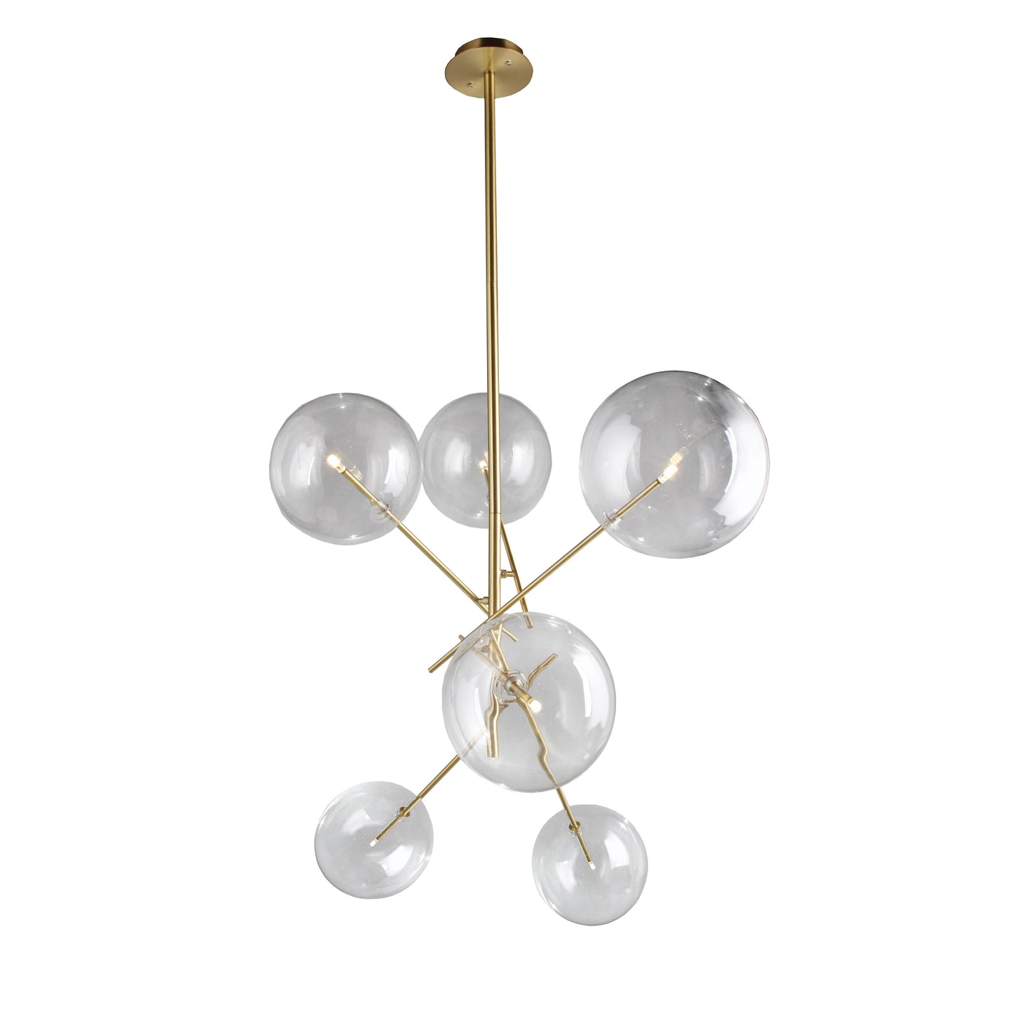 Antiqued Brass Sputnik 4 Light Chandelier w/ Clear Shades
