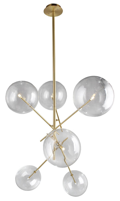 Antiqued Brass Sputnik 4 Light Chandelier w/ Clear Shades