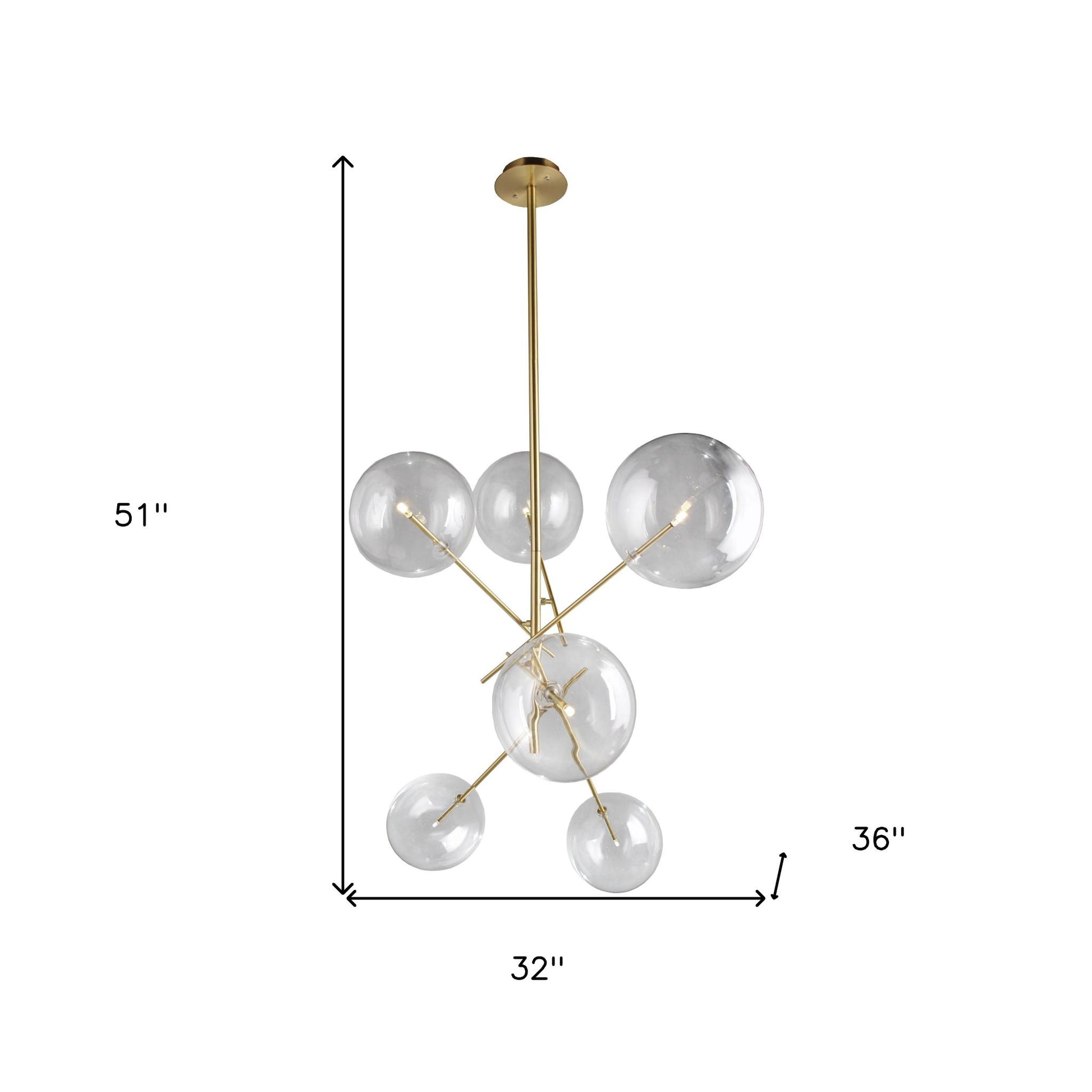 Antiqued Brass Sputnik 4 Light Chandelier w/ Clear Shades