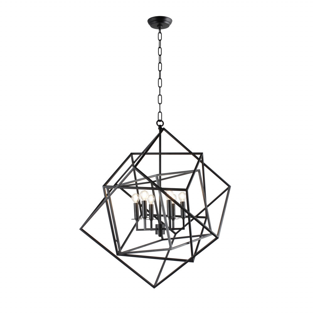 Black Unique Statement 6 Light Chandelier w/ Shades