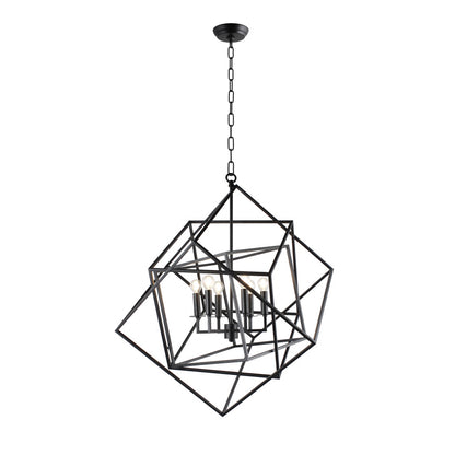 Black Unique Statement 6 Light Chandelier w/ Shades