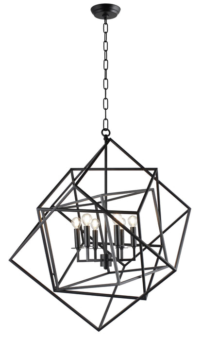 Black Unique Statement 6 Light Chandelier w/ Shades