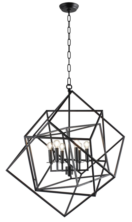 Black Unique Statement 6 Light Chandelier w/ Shades