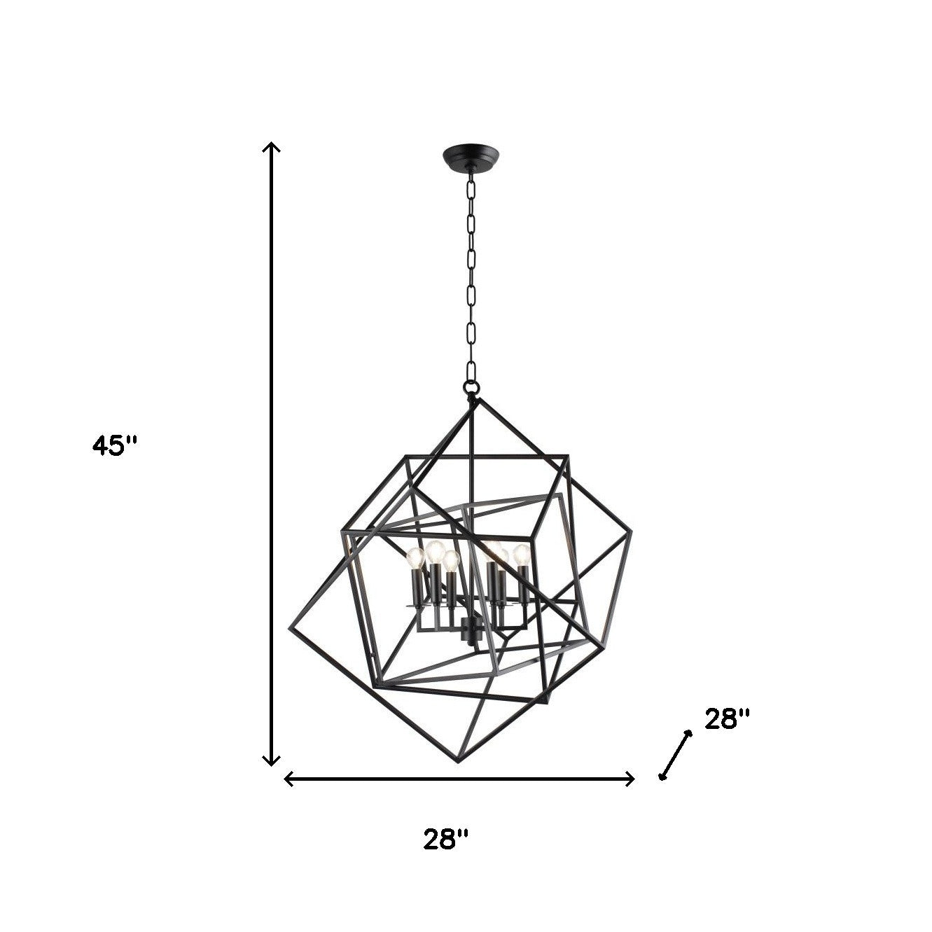 Black Unique Statement 6 Light Chandelier w/ Shades