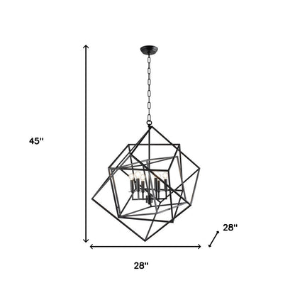 Black Unique Statement 6 Light Chandelier w/ Shades