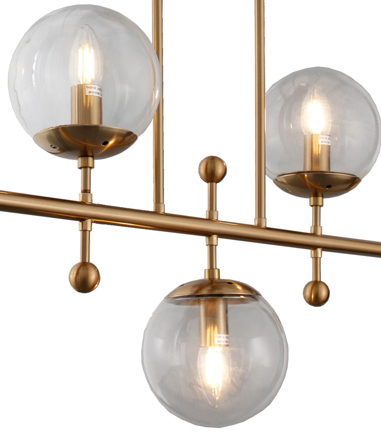 Brass Kitchen Island 5 Light Transparent Glass Chandelier w/ Clear Shades
