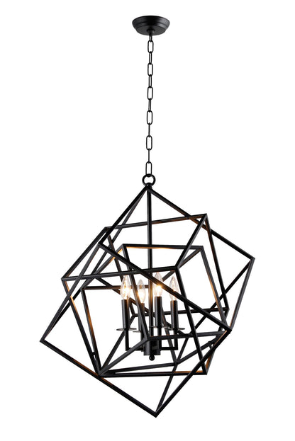 Black Unique Statement 4 Light Chandelier w/ Shades