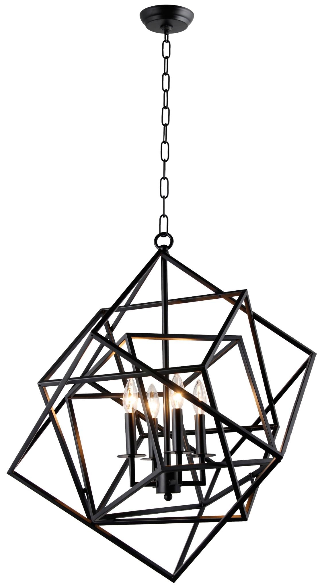 Black Unique Statement 4 Light Chandelier w/ Shades