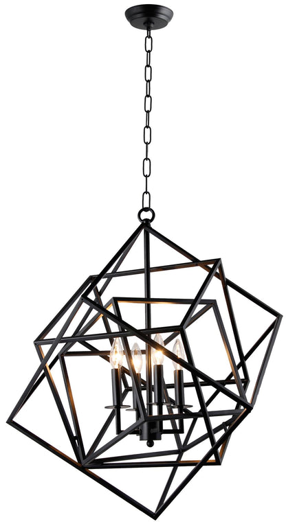 Black Unique Statement 4 Light Chandelier w/ Shades