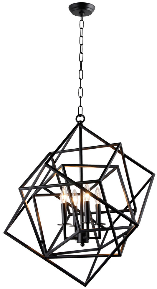 Black Unique Statement 4 Light Chandelier w/ Shades