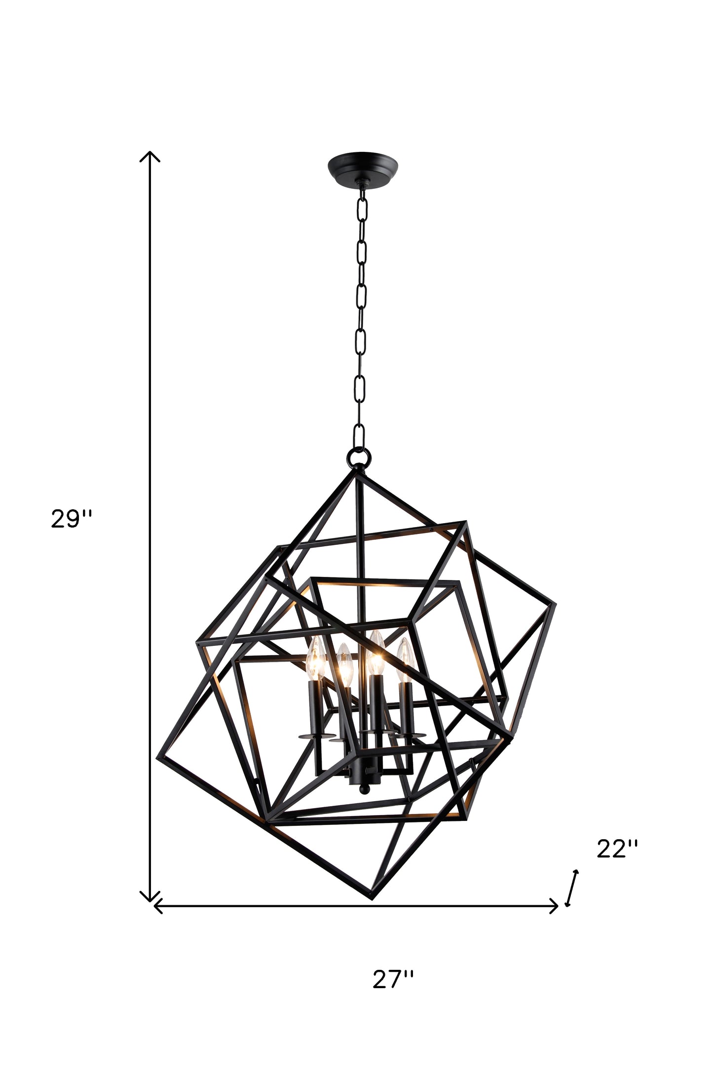 Black Unique Statement 4 Light Chandelier w/ Shades