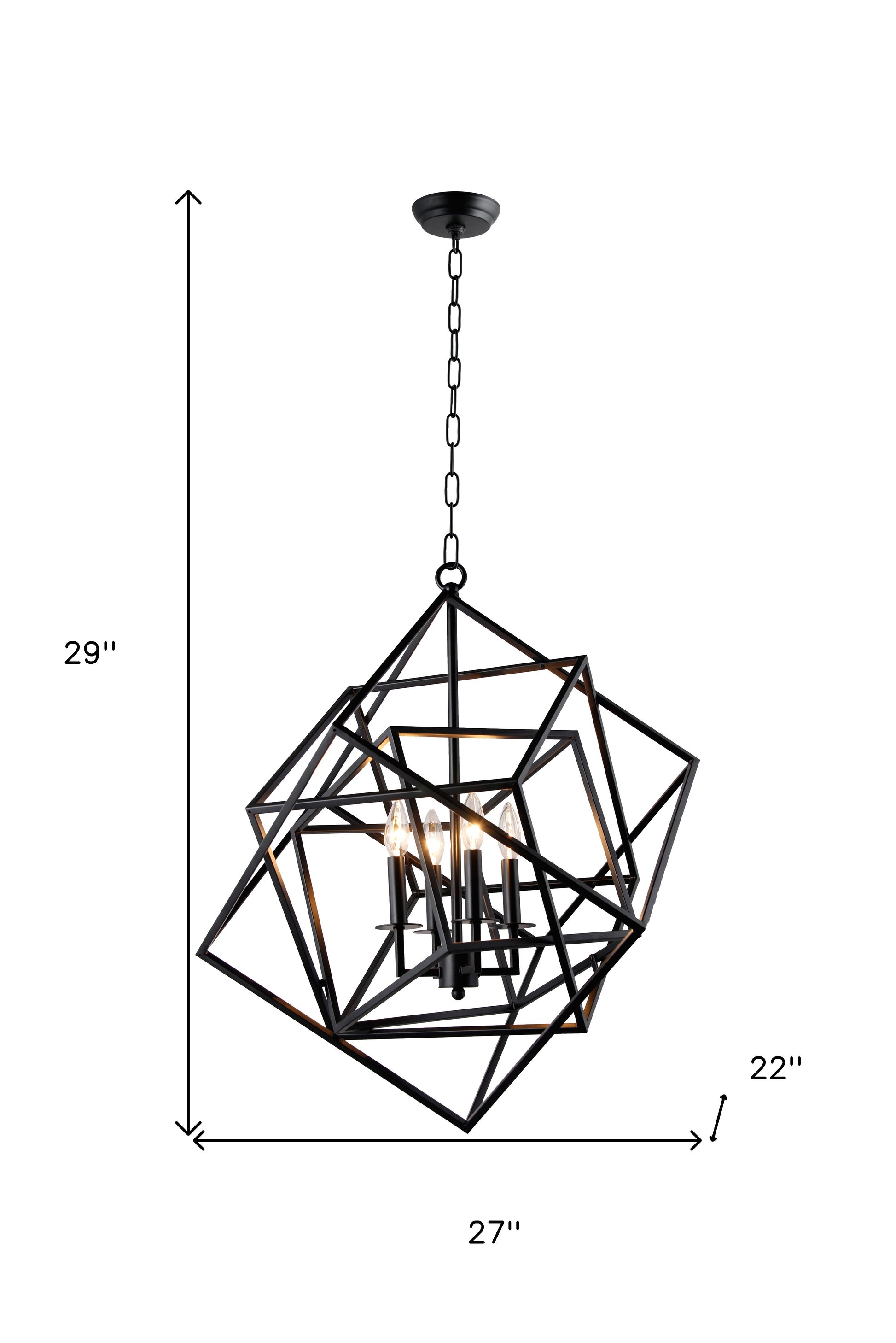 Black Unique Statement 4 Light Chandelier w/ Shades