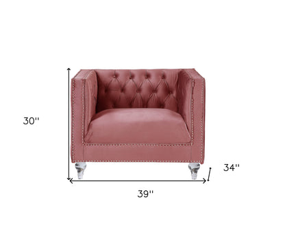 Pink Velvet Arm Chair