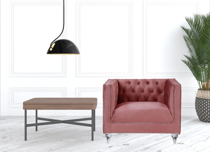 Pink Velvet Arm Chair