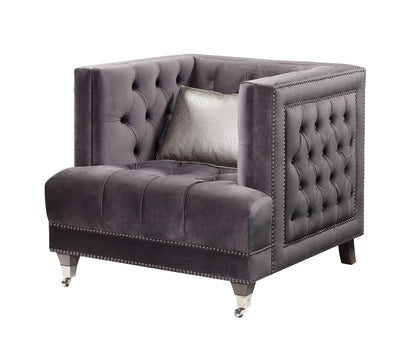 Gray Velvet Arm Chair