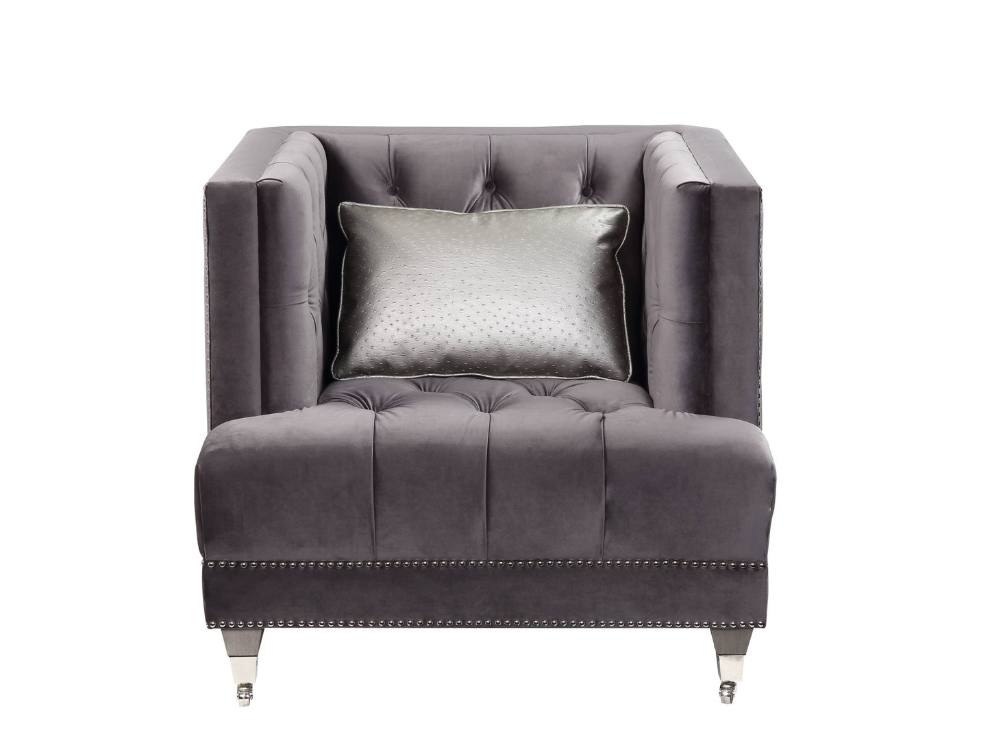Gray Velvet Arm Chair