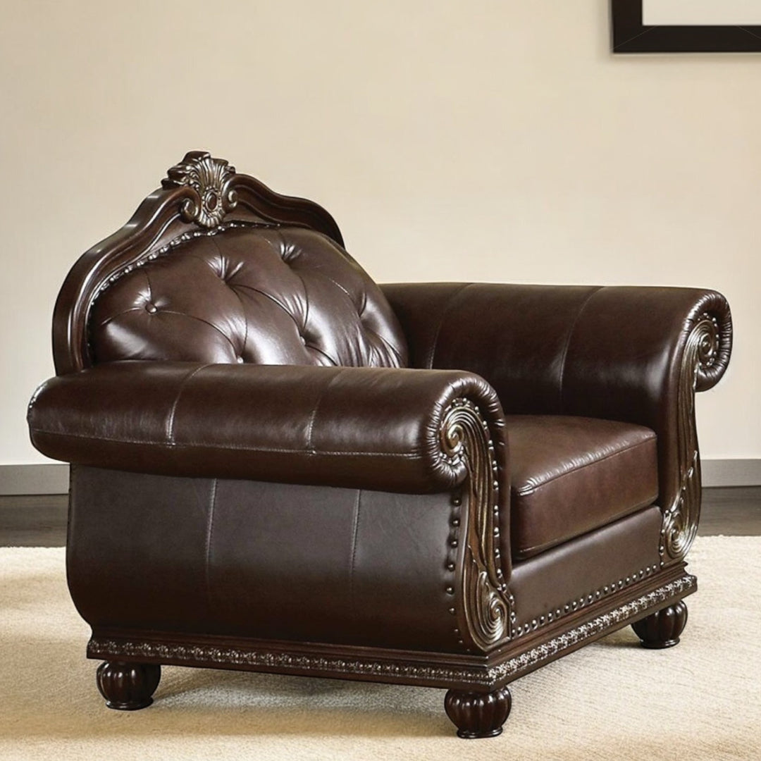 Espresso Top Grain Leather Arm Chair