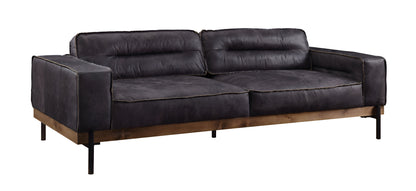 Ebony Top Grain Leather Sofa With Black Legs
