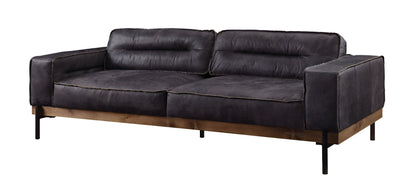 Ebony Top Grain Leather Sofa With Black Legs