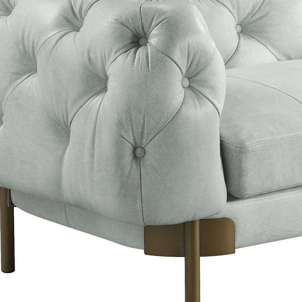 Light Slate Gray Top Grain Leather Sofa