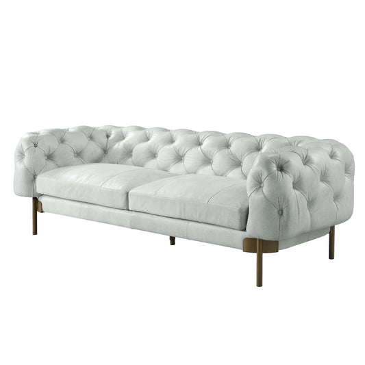 Light Slate Gray Top Grain Leather Sofa