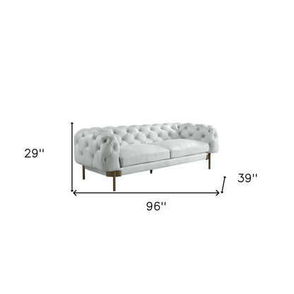 Light Slate Gray Top Grain Leather Sofa