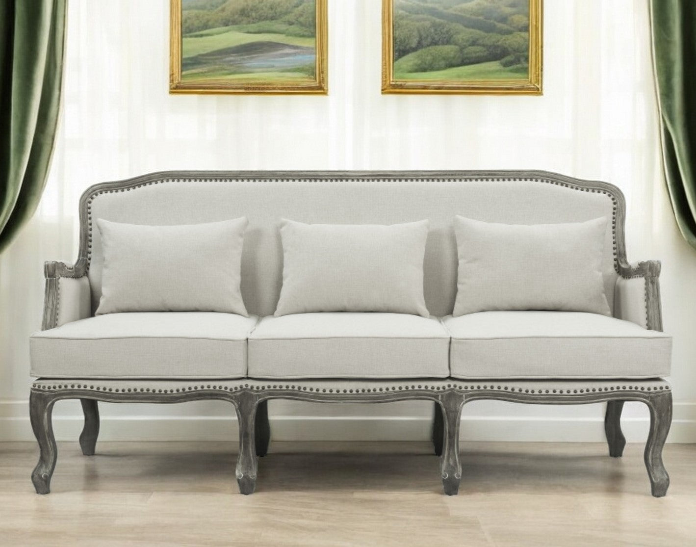 Cream Linen Sofa