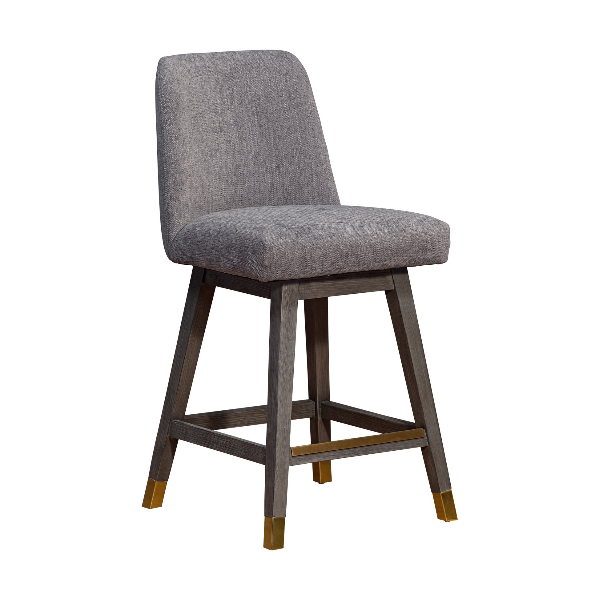 Taupe & Gray Solid Wood Counter Height Swivel Bar Chair