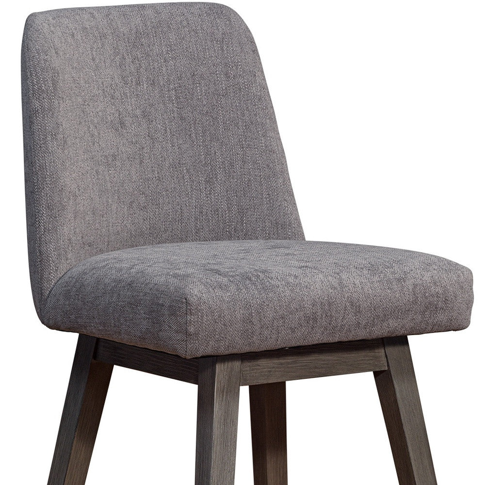 Taupe & Gray Solid Wood Counter Height Swivel Bar Chair