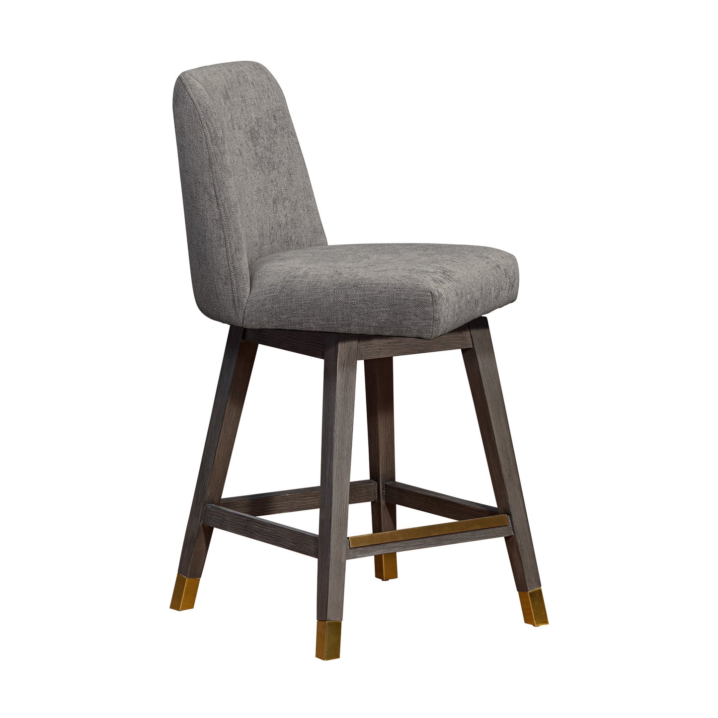 Taupe & Gray Solid Wood Counter Height Swivel Bar Chair